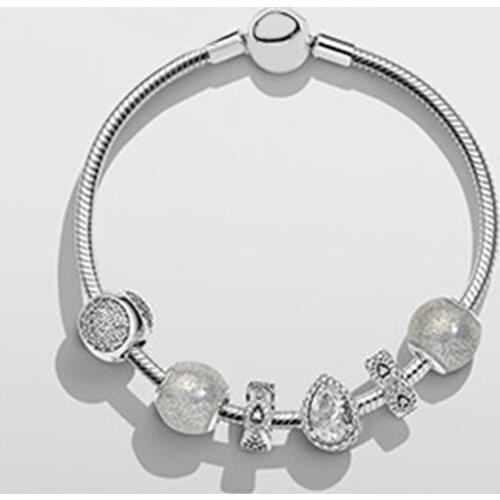 NEW NEWEST 925 Sterling Silver Rose gold bracelet Classic buttons suits Clear CZ Charm Bead fit Bracelet DIY For Jewelry