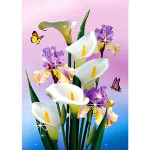 New 5D DIY Diamond Painting Flowers Cross Stitch Kit Mosaic Full Square Drill Diamond Embroidery Rhinestone Home Decoration Gift