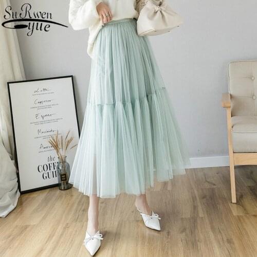 Solid Casual Party Skirt Spring High Waist Elascity Skirts Womens 2021 Women Long Maxi Pleated Skirt Midi Skirt Womens 8963 50