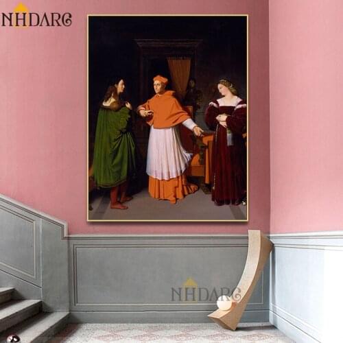 Jean Auguste Dominique Ingres, The Betrothal of Raphael and the Niece of Cardinal Bibbiena Canvas Art Print Painting Poster