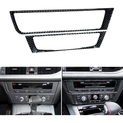 Car Styling Real Carbon Fiber Center Control Air Conditioning CD Panel Cover Trim For Audi A6 C7 A6L 2012 2013 2014 2015 2016