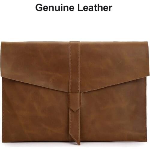 Laptop Bag for MacBook Air Pro Retina 11.6 12 13 13.3 15.4 inch Genuine Leather Sleeve Bag For Xiaomi Dell HP Notebook Bag Cases