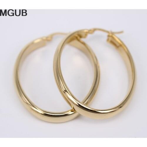 Vacuum plated light and simple 50mm earrings gold color oval Romantic fashion Hypoallergenic does not fade LH648