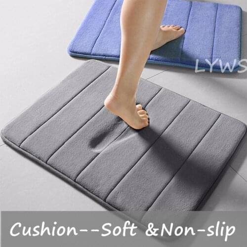 Thicken Bath Mat Home Shower Coral Fleece Bathroom Carpet Water Absorption Non-slip Memory Foam Washable Rug Toilet Floor Mats
