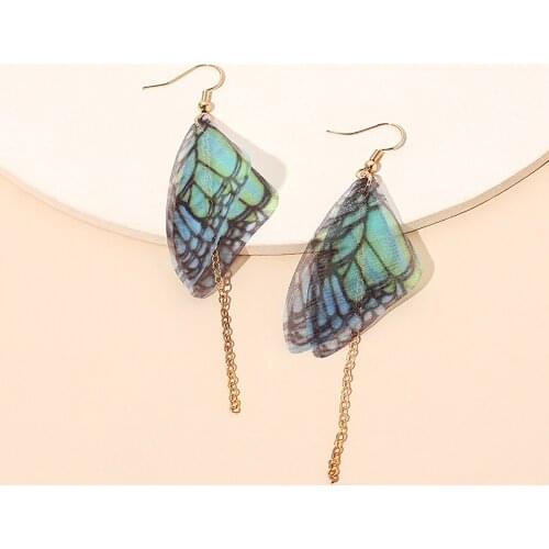 Vintage Gold Color Butterfly Long Tassel Drop Earrings Women Elegant Geometric Korean Hanging Earring Fashion Jewelry