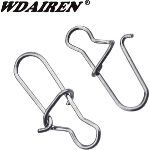 100pcs Hooked Snap Pin Stainless Steel Fishing Barrel Swivel Safety Snaps Hook Lure Accessories Connector Snap Pesca