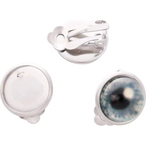 20pcs/lot stainless steel material Ear Clips,Earrings Blank/Base,Fit 8 10 12 14 16mm Glass Cabochons Earring Findings setting