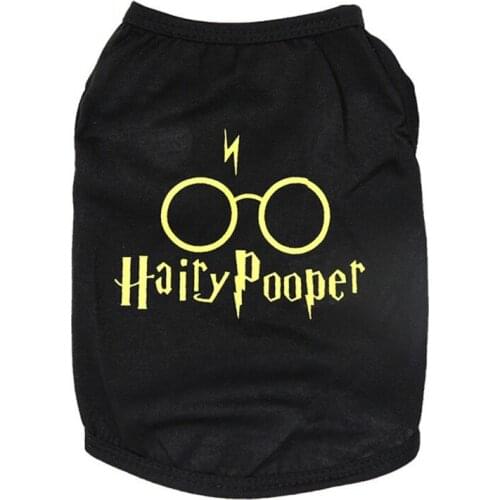 Cute Printed Summer Pet Cotton T-Shirt Puppies Clothes Pet Cats Dogs Simple Breathable Sleeveless Vest Black Dirty Pug Costume