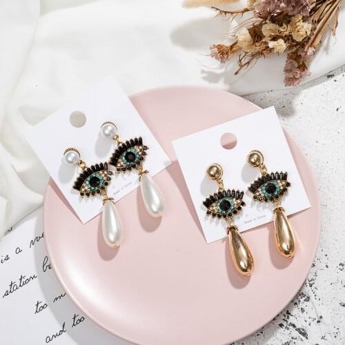 Fashion exquisite geometry creative water drop tassel earrings hollow elegant eyes inlaid rhinestone eardrop ladies earrings