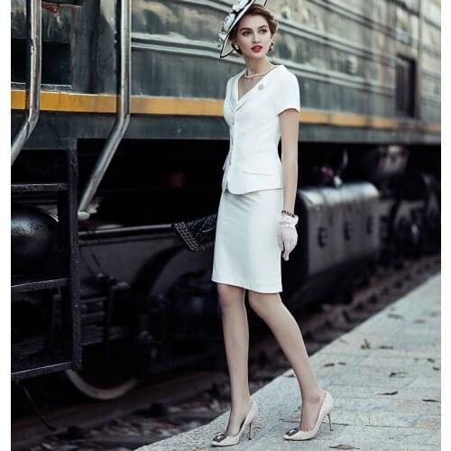 Women Set Office Lady Luxury Elegant Business Work Formal Wear Summer Slim Bodycon 2 Piece Suit Outfits Clothes Blouse Top Skirt