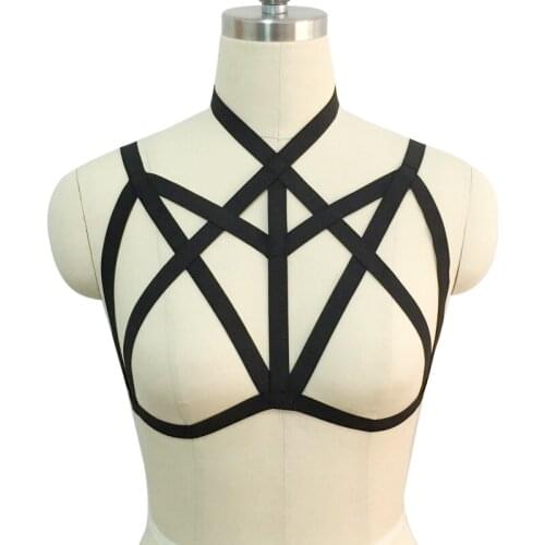 Womens Day Fashion white harness Harajuku punk goth Fetish witchy wedding belt sexy Liga bra spandex body Cage