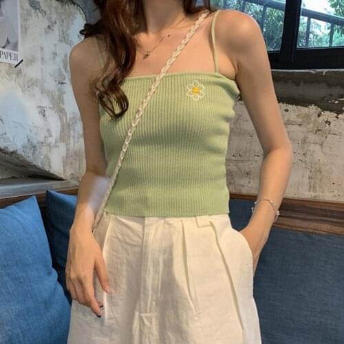 Women Sexy Knitted Top V-Neck Sleeveless Short Tank Vest Solid Top Vest Strap Short Tops Casual T Shirt