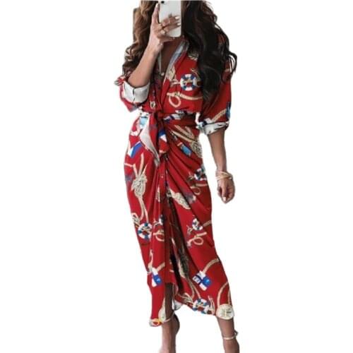 Summer Women Dress Red Shirt Dress Short Sleeve High Waist Streetwear Elegant Print Ladies Clothing Vintage Dresses Vestidos
