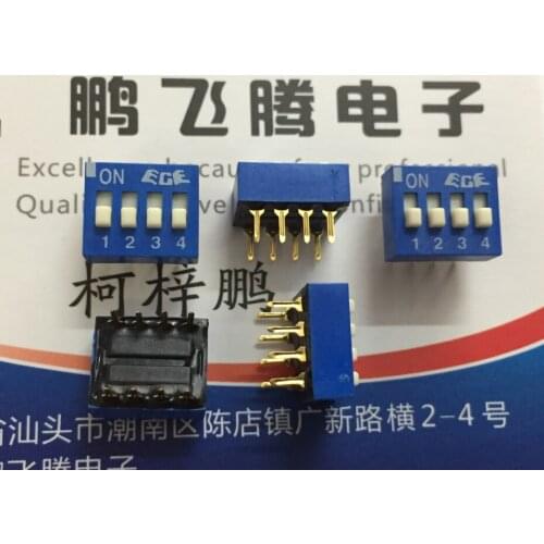 1PCS Original Taiwan ECE Bairong EDG104S dial code switch 4-bit key type flat dial 2.54 spacing blue
