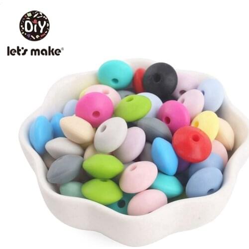 Lets Make 100pc Silicone Teething Bead Abacus 12mm Silicone Beads Baby Teether DIY Making Baby Rattle Silicone BPA Free Teether