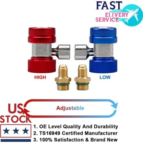 2 Pcs R134a High & Low Quick Couplers Adapters A/C HVAC Manifold Gauge Connector Set