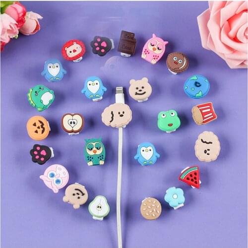 20pcs/lot Cartoon USB Charger Data Cable Protect for iphone 5 6 7 8 Cord Protector Charging line saver USB cable protection