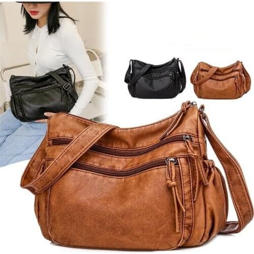 2021 PU Leather Feminina Messenger Bag Female Handbag Lady Crossbody Bag for Female Retro Large-capacity Bags