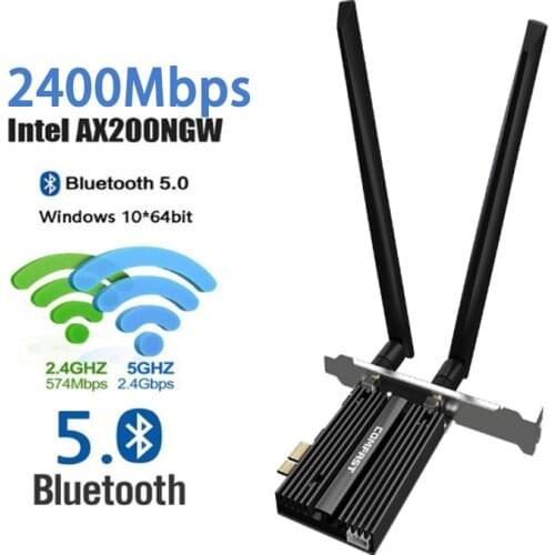 2400Mbps Dual Band Wireless Desktop PCIe For Intel AX200 Pro Card 802.11ax 2.4G/5Ghz Bluetooth 5.0 PCI Express WiFi 6 Adapter