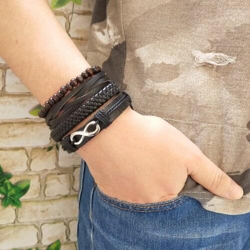 29 Style Optional! Fashion Weave Vintage Leather Anchor Infinity Charm Black Male Men Bracelets Women Female Jewelry Accessories