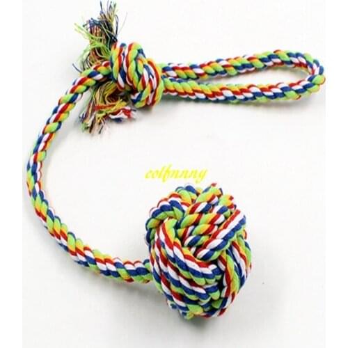 300pcs/lot 40cm Longth Cotton Dog Puppy Rope Toy Knot Chew Teeth Cleaning Toys Pet Playing Training Ball