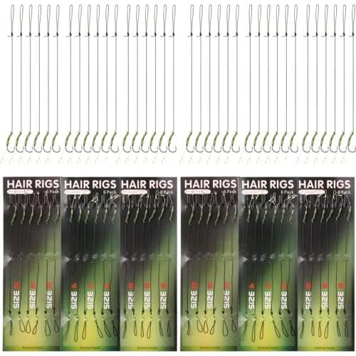 36Pcs Carp Fishing Hair Rigs Coated Line Carp Hair Rig With Barbed Carp Hook Anti-Tangle Rig Sleeves Fishing Connector