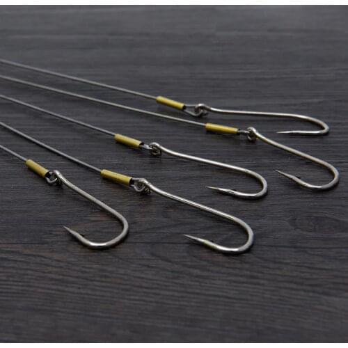 5pcs 27cm 4.3g Bold Steel Wire Anti-bite Large Stainless Steel Quick Change Fishhook Deep Sea Boat /Trolling Fishing Tackle
