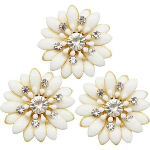 5pcs/pack Enamel Daisy Flower Cabochons Iron Flatback For Jewelry Making Findings Scrapbook Crafts Phone Case Decor