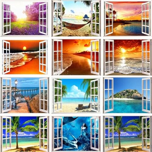 5D DIY Diamond Painting Landscape Cross Stitch Kit Full Diamond Embroidery Gift Inlaid Mosaic Home Decoration Rhinestone Picture