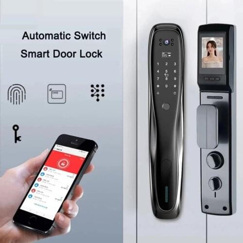 Mobile APP Unlocking Home Outdoor Smart Electronic Door Lock With Camera Fingerprint Magnetic Card Password Video Capture
