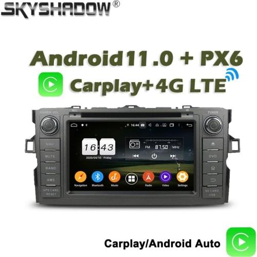 Carplay PX6 DSP Android 10 4G + 64GB Car DVD Player Wifi RDS RADIO GPS DVR Camera Bluetooth 5.0 For Toyota Auris 2010-2013 2014
