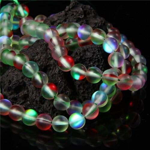 Natural Frosted Austria Green Red Crystal MoonStone Glitter Round Loose Beads For Jewelry Making Diy Bracelet Necklace 6 8 10mm