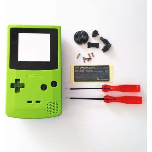 Apple Green Shell Housing Case for Nintendo for GBC for GameBoy Color Console + screwdriver + Rubber Pad