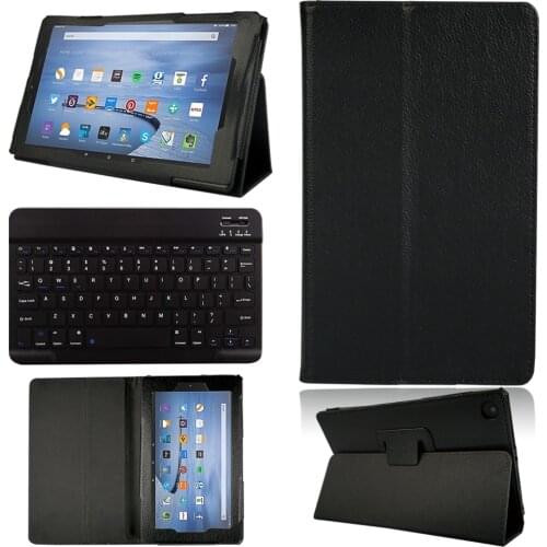 For Amazon Fire 7 /Fire HD 8/Fire HD 8 Plus /Fire HD 10 Tablet Case Back Support Soft Stand Cover+Bluetooth Keyboard+Free Stylus