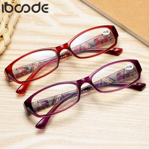 Iboode Floral Printed Anti Blue Light Reading Glasses Women Men Computer Protection Spring Hinge Presbyopic Eyeglasses Unisex