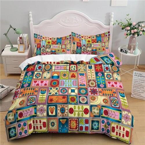 Luxury 3D Bohemia Geometry Print 2/3Pcs Bedding Set Comfortable Duvet Cover Pillowcase Home Textile Queen and King EU/US/AU Size