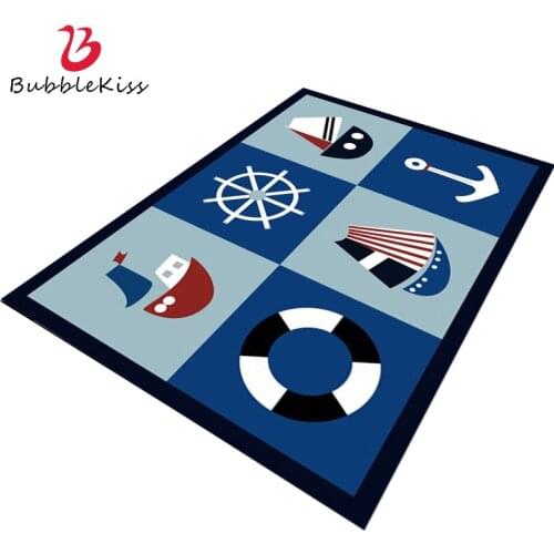 Bubble Kiss Blue Cartoon Carpets For Living Room Home Childrens Bedroom Decoration Rug Navy Style Floor Mats Washable Foot Pad