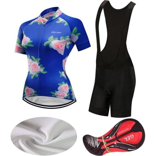 Summer Lycra Bicycle Clothing Women BIB Gel Shorts 2021 Cycling Jersey Set Female Bike Clothes MTB Dress Uniform Suit Sport Kit