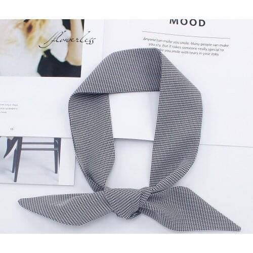 Small Silk Scarf Spring Fashion Simple And Versatile Plaid Color Matching Scarf Headband Tie Bag Head Scarf Office Decoration