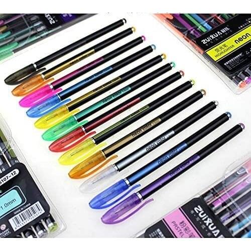 12/24/36/48 Colors Gel Pen Set Portable Glitter Drawing Gel Pens Art Supplies Office School Stationery Gel Pen Writing Tools