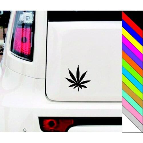 Black POT LEAF DECALS WEED RASTA STICKERS 15cm