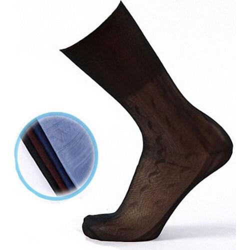 Fcare 10Pairs =20PCS Summer mens nylon elastic mouth mid calf summer ultra thin business crew dress breathable socks