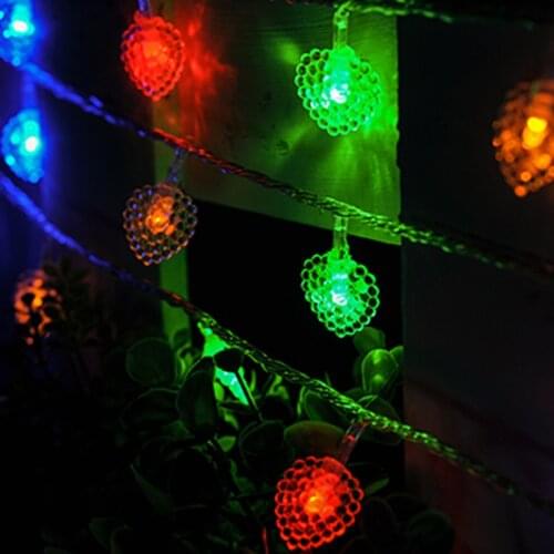 2017 New 10M 70 led christmas tree lights heart shaped led string light wedding decoration AC 220V/110V christmas decoration