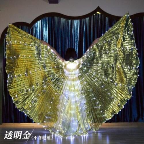 NEW Belly Dance LED Isis Wings with Sticks Colorful Stage Performance Props Shining Led Wings Belly Dancing Accessories Wings