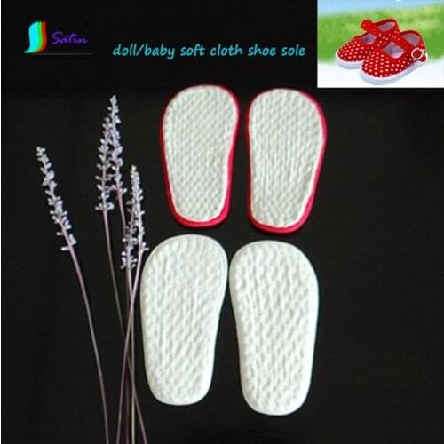 DIY Shoe Little Baby Study Walking Protection Feet Accessory White Red Doll Soft Cloth Shoe Outsole Shoes Bottom A0179L