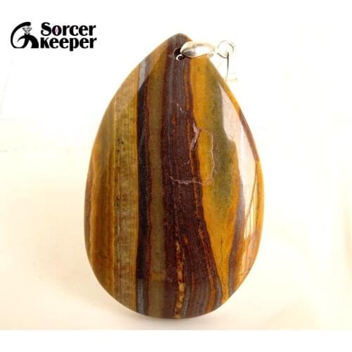 Collares Pendant Necklace Natural Sunset Jaspers Stone Gem Men Jewelry Leather Necklace & Pendant New Fashion Bijoux Women KS053