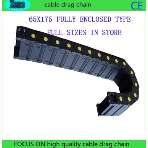 Free Shipping 65*175 1 Meter Fully Enclosed Type Plastic Towline Cable Drag Chain Wire Carrier With End Connects For CNC Machine