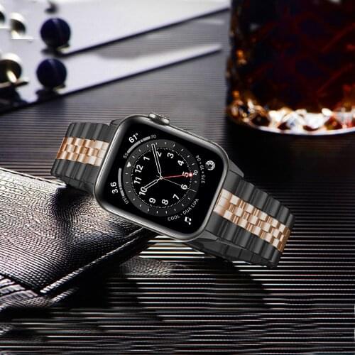 New correa for apple watch se strap series 6 5 4 44mm 40mm band Solid Stainless Steel Bracelet for iwatch bands 3 42 38mm strap