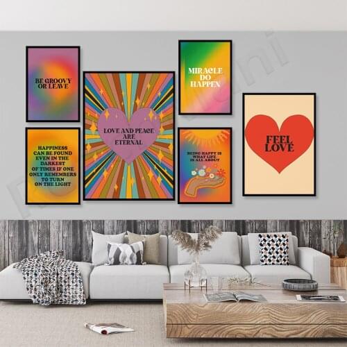 Retro gradient poster, 70s decoration, grainy gradient, halo poster, beautiful room decoration, Y2K decoration, miracles happen