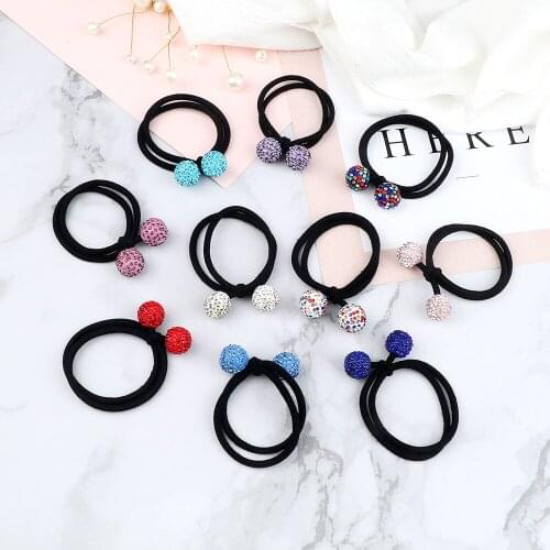 5Pcs/Set Colourful Beads Pendant Hair Bands Elastic Hair Rope Ties for Girls Women Hair Accessories High Quality Ponytail Holder